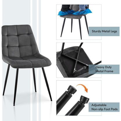 Samt Esszimmerstühle 2er Set – Dunkelgrau, Modern & Bequem
