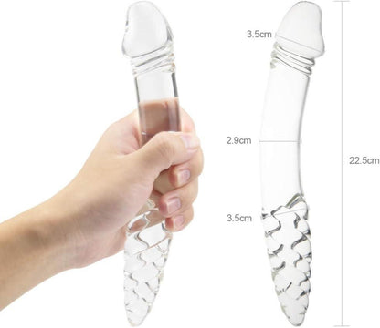 Roluck Glas Doppeldildo Kristall Analdildo G-Punkt