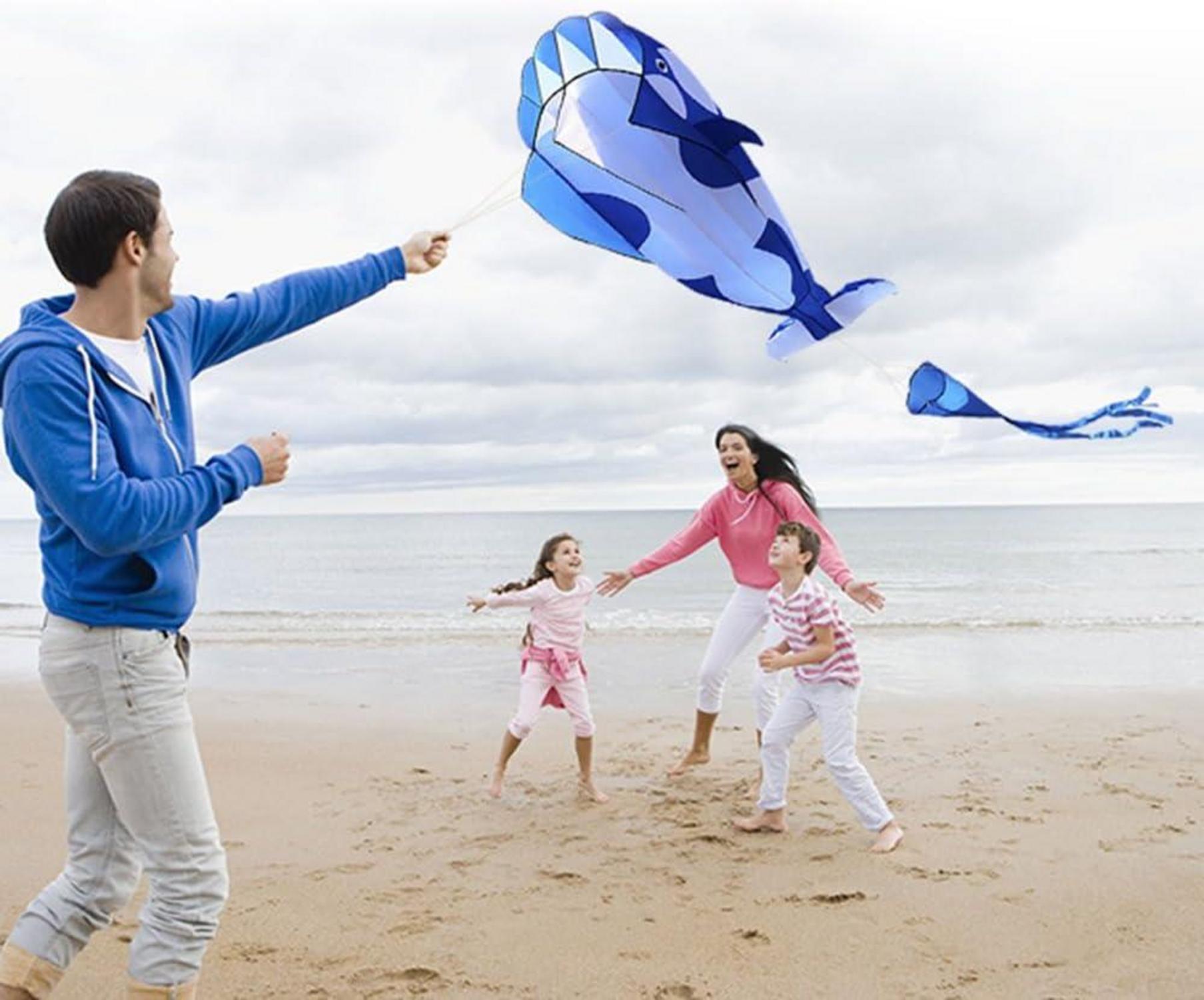 Lixada 3D Drachen Riesenwal 120x215cm für Kinder und Erwachsene Blau