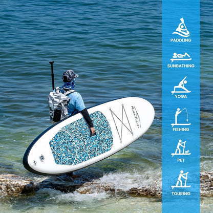 Aufblasbares SUP Board 10' Marmorstruktur Blau für 2 Personen