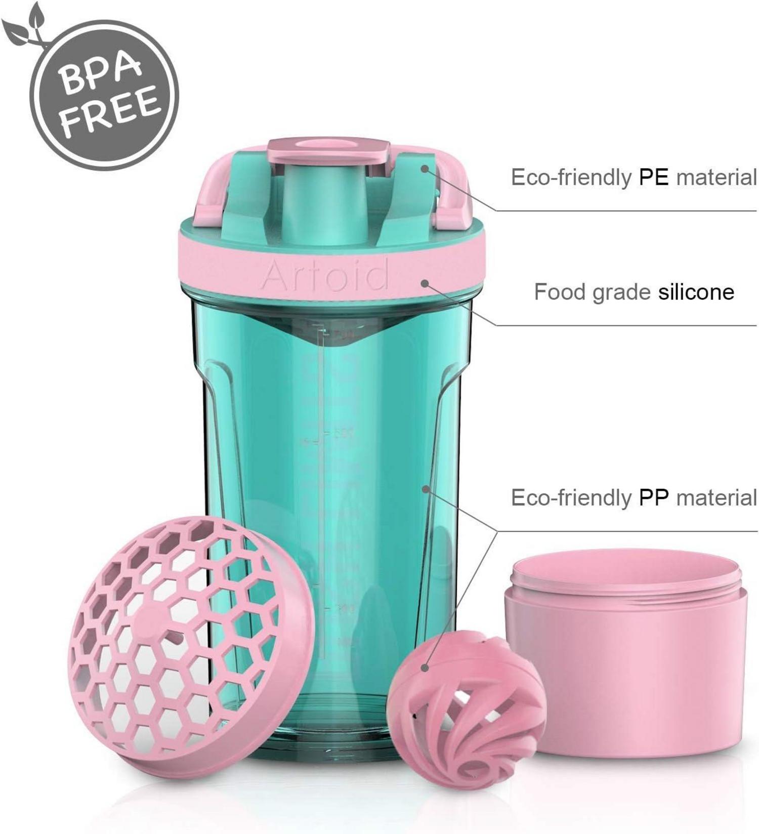 Sportmixer Shaker mit Spiralkugel und Aufbewahrungsbox 720ml BPA-frei