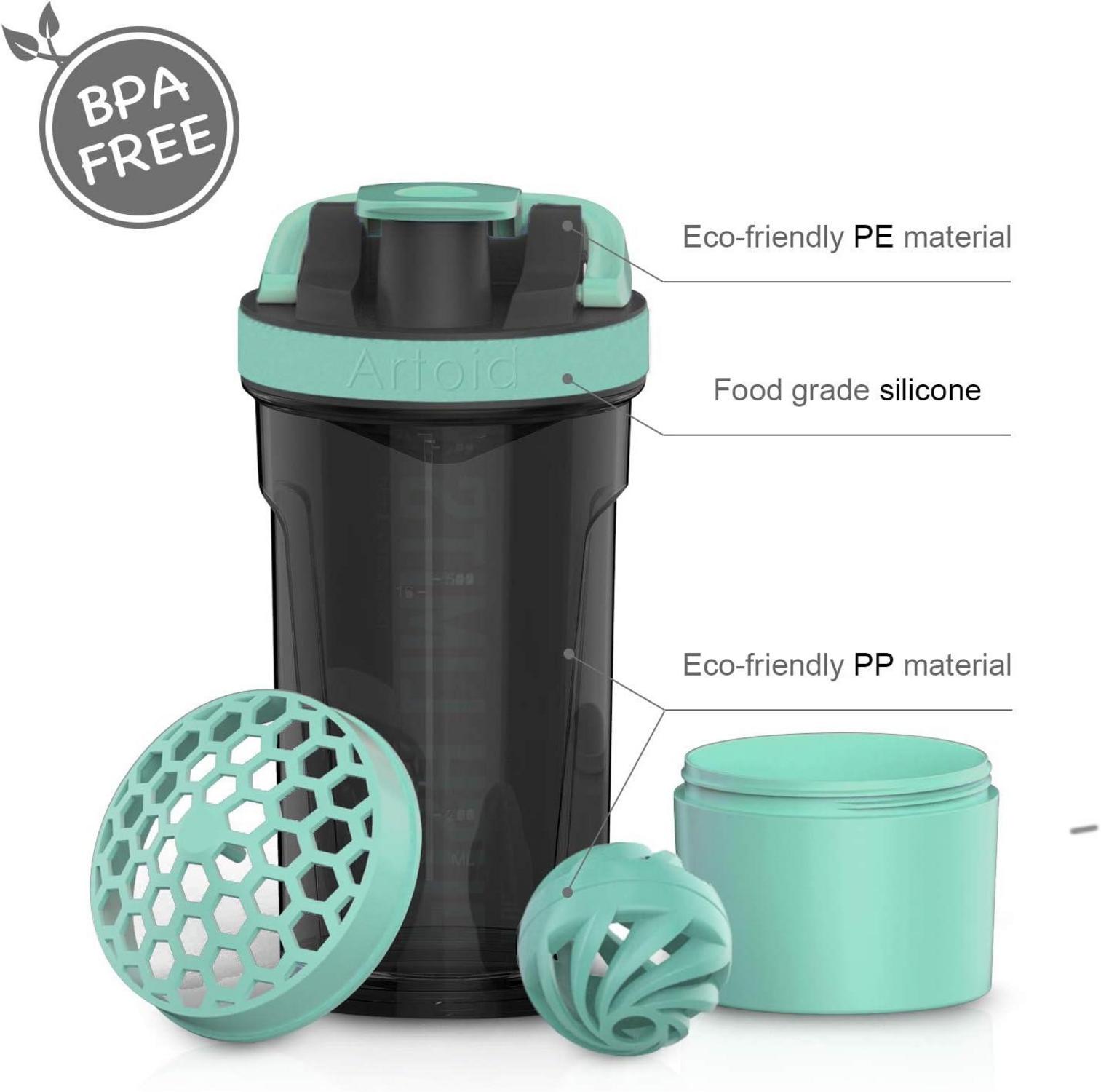 Motivationaler Sportmixer Eiweiß Shaker 720ml Spiralkugel BPA frei
