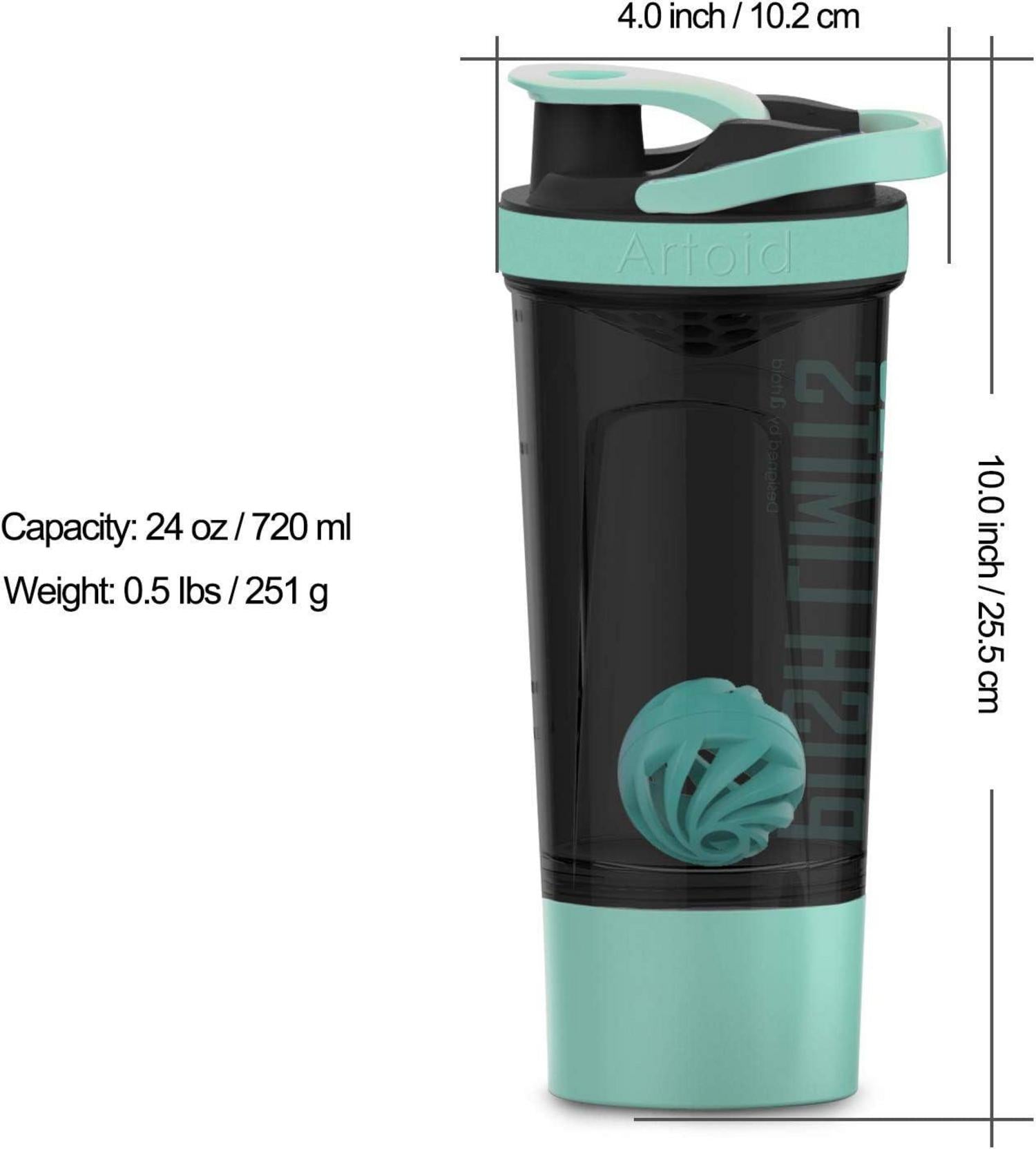 Sportmixer Shaker 720ml mit Sieb Spiralkugel Aufbewahrungsbox BPA-frei