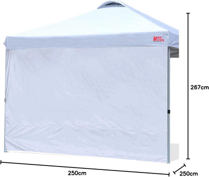 Pop up Pavillon 2,5x2,5m weiß inkl. Seitenwand & Zubehör - für Markt & Garten