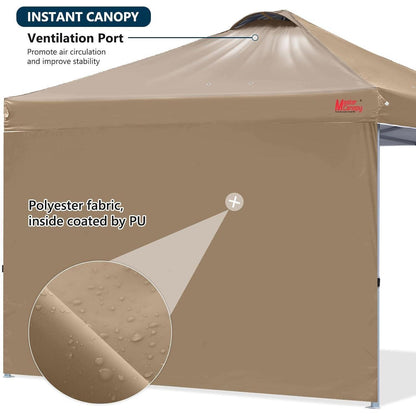 Pop-up Pavillon 2x2m Khaki mit Seitenwand & UV-Schutz