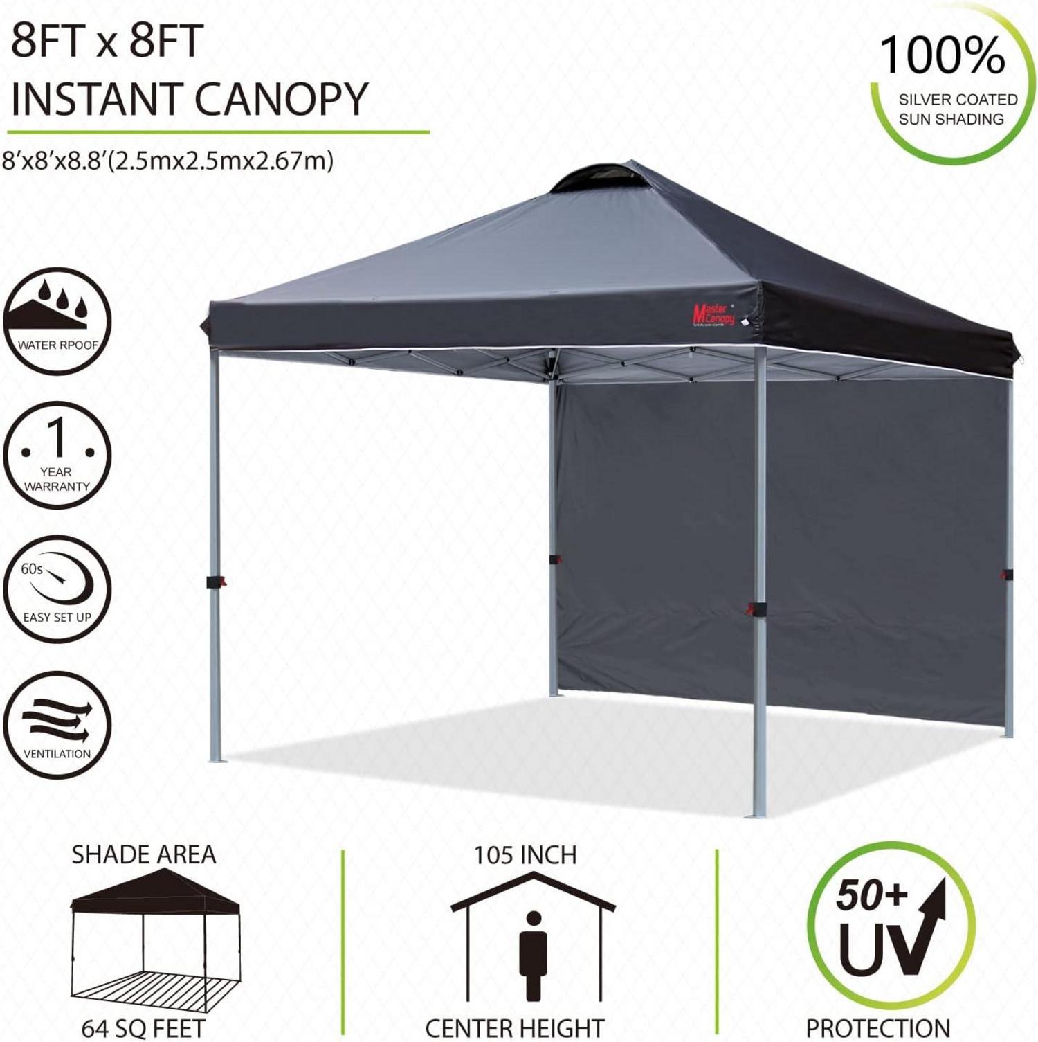 Pop up Pavillon 2,5x2,5m mit Seitenwand Schwarz