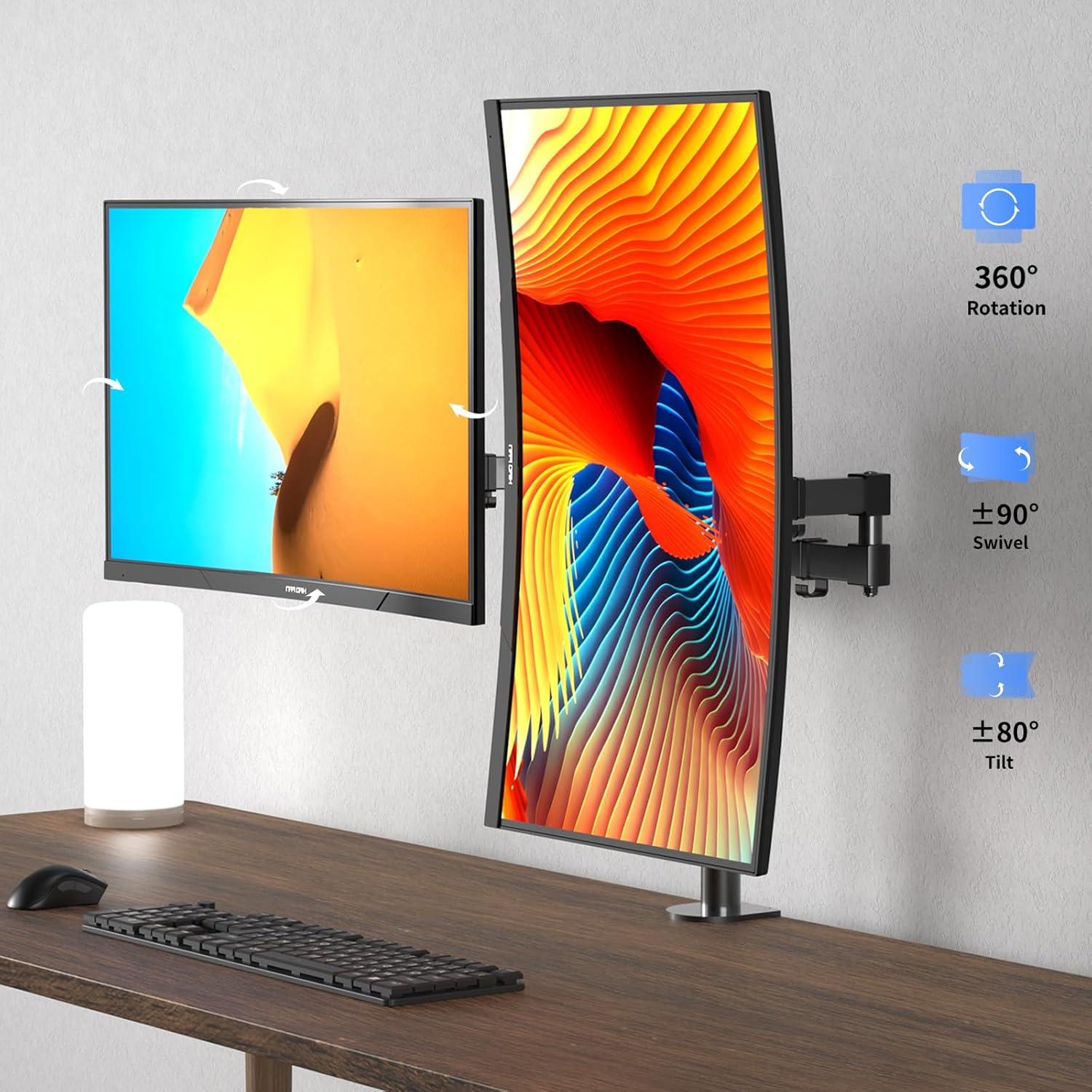 Monitorhalterung 2 Monitore, 13-27 Zoll, VESA 75/100mm