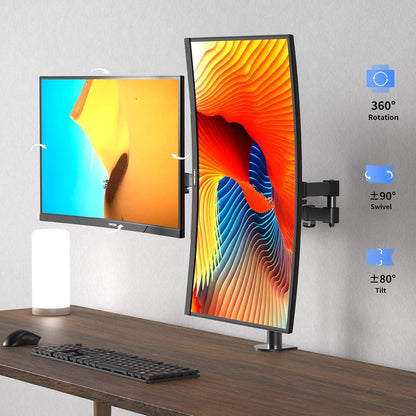 Monitorhalterung 2 Monitore, 13-27 Zoll, VESA 75/100mm