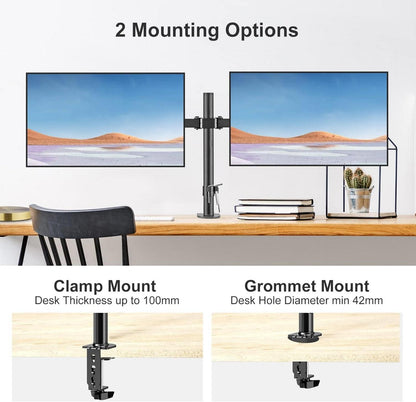 Monitor Halterung 2 Monitore 13-27 Zoll LED LCD VESA 75/100mm Einstellbare Höhe Neigungswinkel Schwenkbar Drehbar Max 10kg