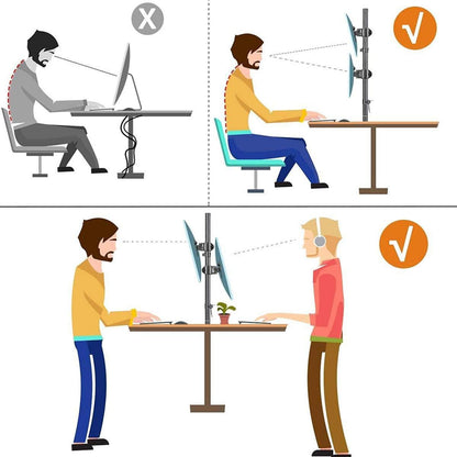 Vertikale Doppelmonitorhalterung für 13-27-Zoll Monitore, Klemmenmontage, volle Einstellbarkeit