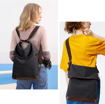 Canvas Rucksack Damen Vintage Handtasche Groß Anti Diebstahl Schwarz