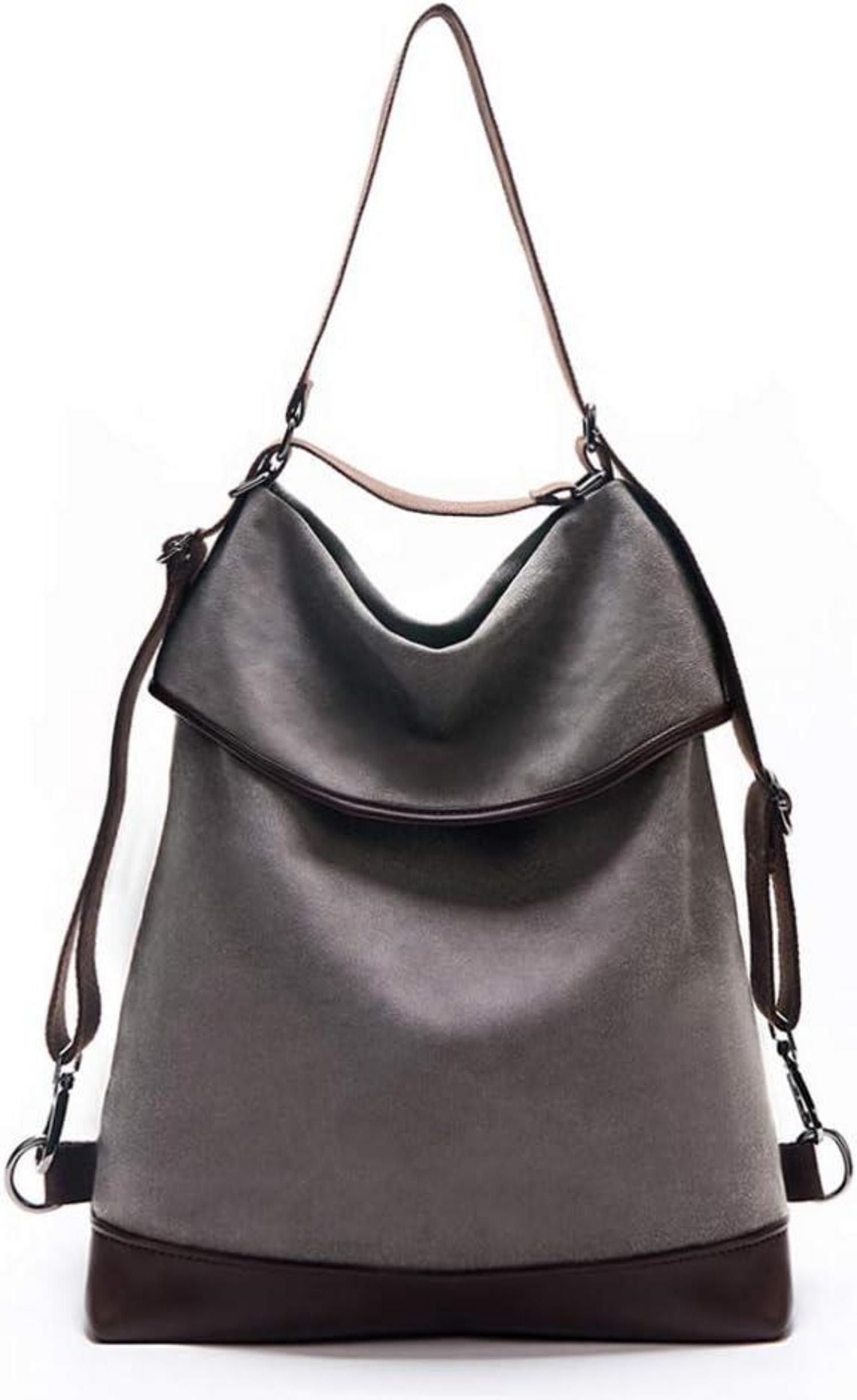 Vintage Handtasche Damen Umhängetasche Leder Schultertasche Hobo Grau