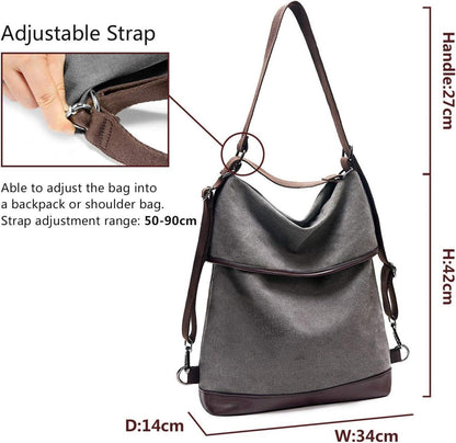 Vintage Damen Handtasche Anti Diebstahl Umhängetasche Grau