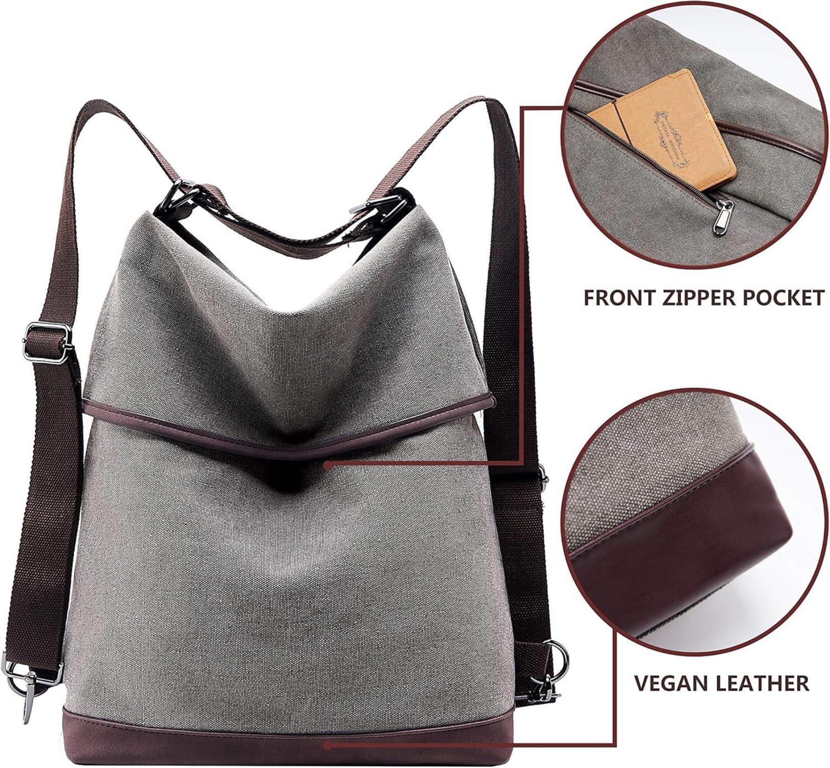 Vintage Handtasche Damen Umhängetasche Leder Schultertasche Hobo Grau