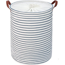 DOKEHOM 24-Inch Faltbarer Runder Wäschekorb Baumwolle Blau