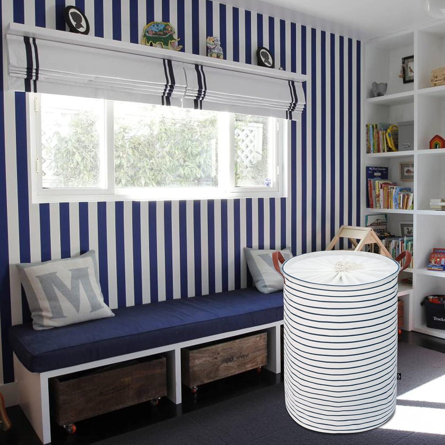 Faltbarer XL Wäschekorb blau Baumwolle 24 Zoll Stoffkorb