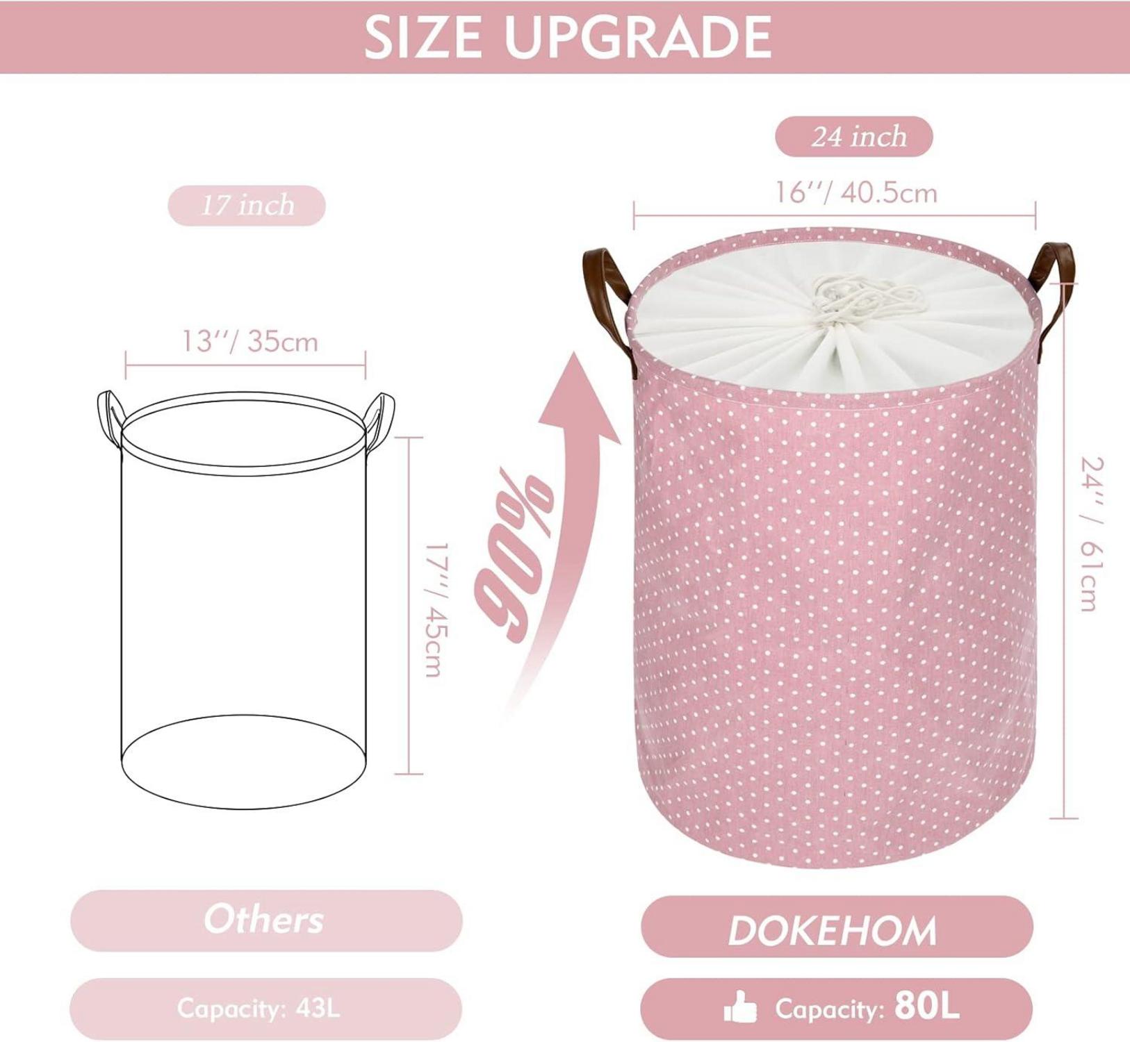 24-Inch Verdickter Faltbarer Runder Wäschekorb aus Baumwolle