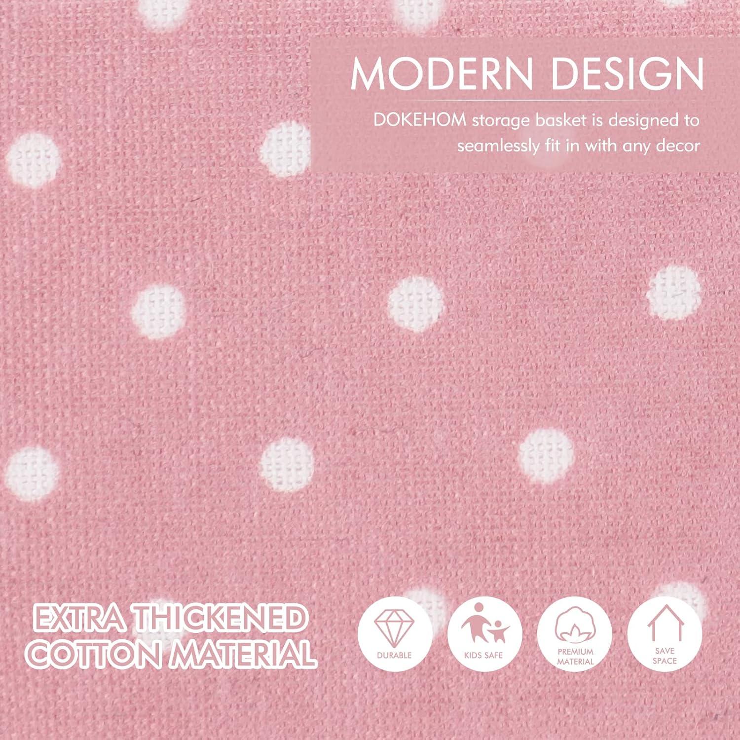 DOKEHOM 24-Inch Baumwolle Rosa XL Wäschekorb Tunnelzug Lagerung