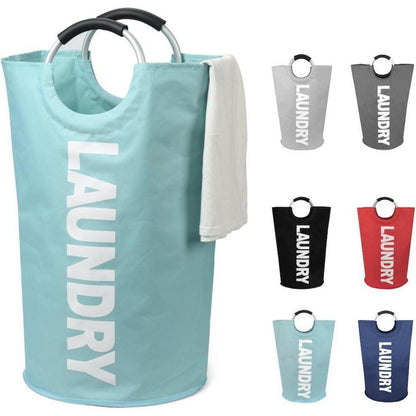 DOKEHOM 125L Großer Faltbarer Wäschekorb Hellblau XL 125L Stand Up Design