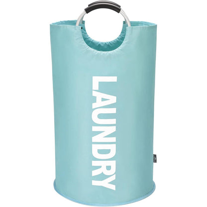 DOKEHOM 125L Großer Faltbarer Wäschekorb Hellblau XL 125L Stand Up Design