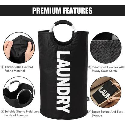 Faltbare Wäschekörbe 125L Schwarz XL Stand Up Design in 7