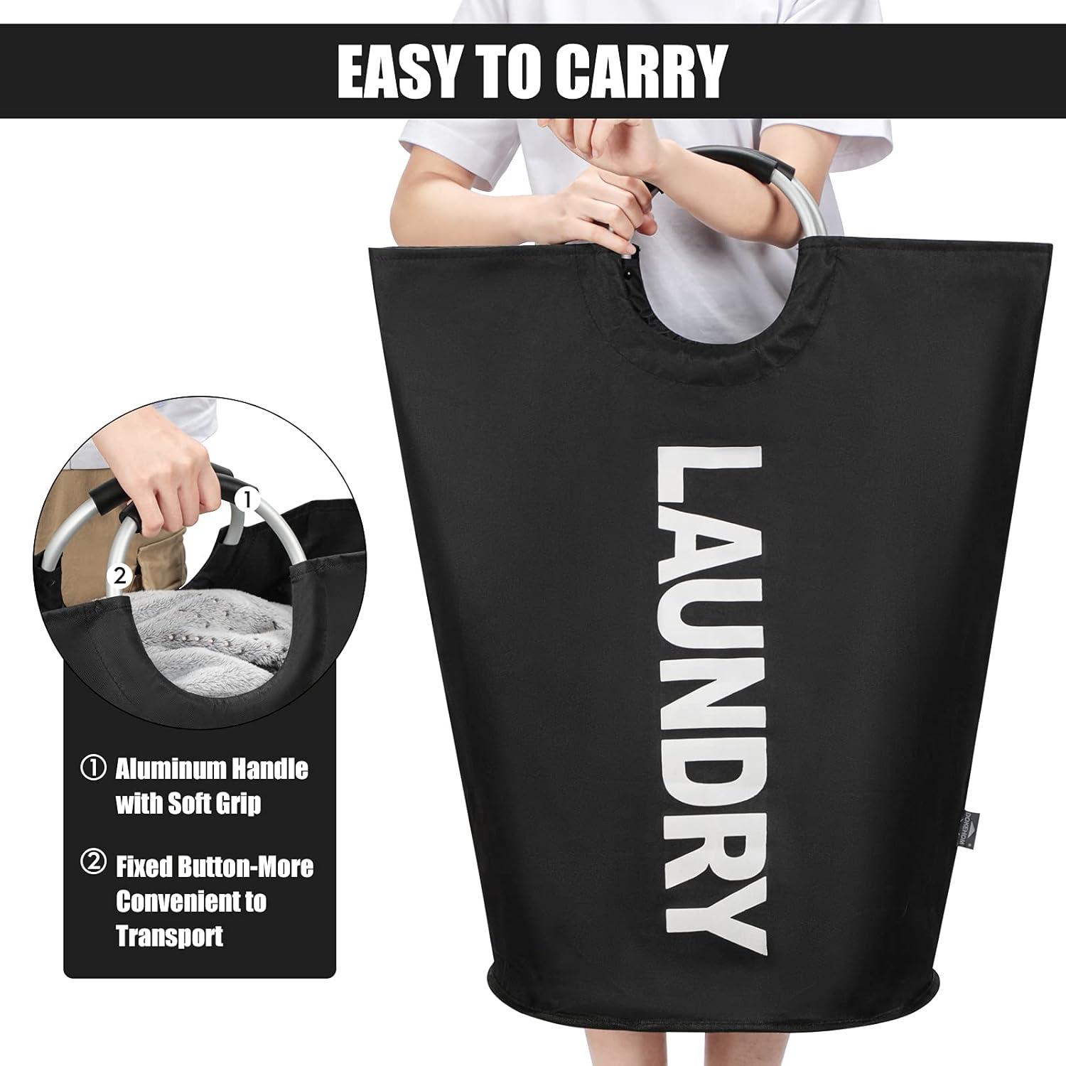 DOKEHOM 125L Große Faltbare Wäschekörbe Schwarz XL Standsäcke