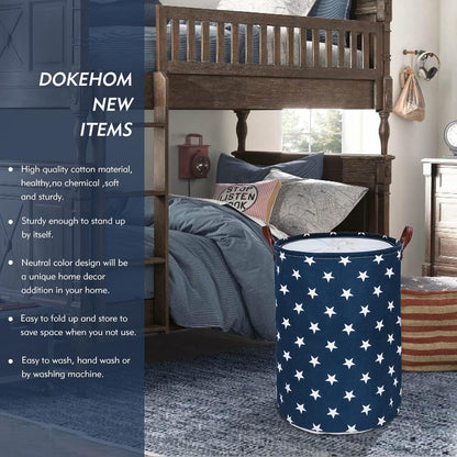 DOKEHOM 20-Inch Baumwolle Runde Wäschekorb Lagerung (Blau