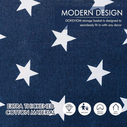 DOKEHOM 20-Inch Baumwolle Runde Wäschekorb Lagerung (Blau