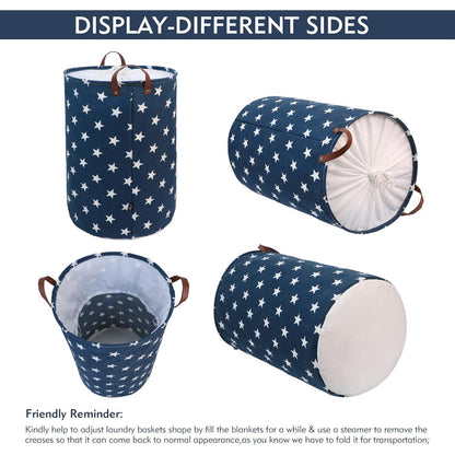 DOKEHOM 20-Inch Baumwolle Runde Wäschekorb Lagerung (Blau