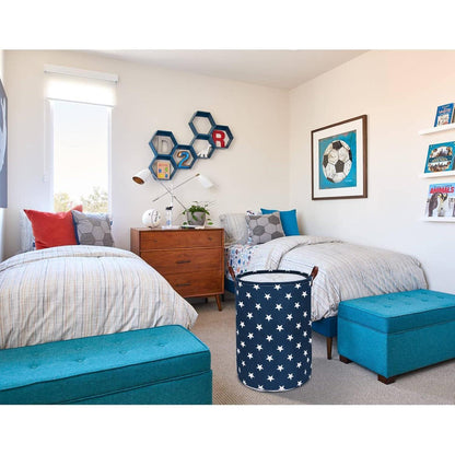 DOKEHOM 20-Inch Baumwolle Runde Wäschekorb Lagerung (Blau