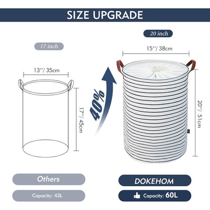 Verdickte Faltbare Baumwolle Wäschekorb Blau 20 Zoll