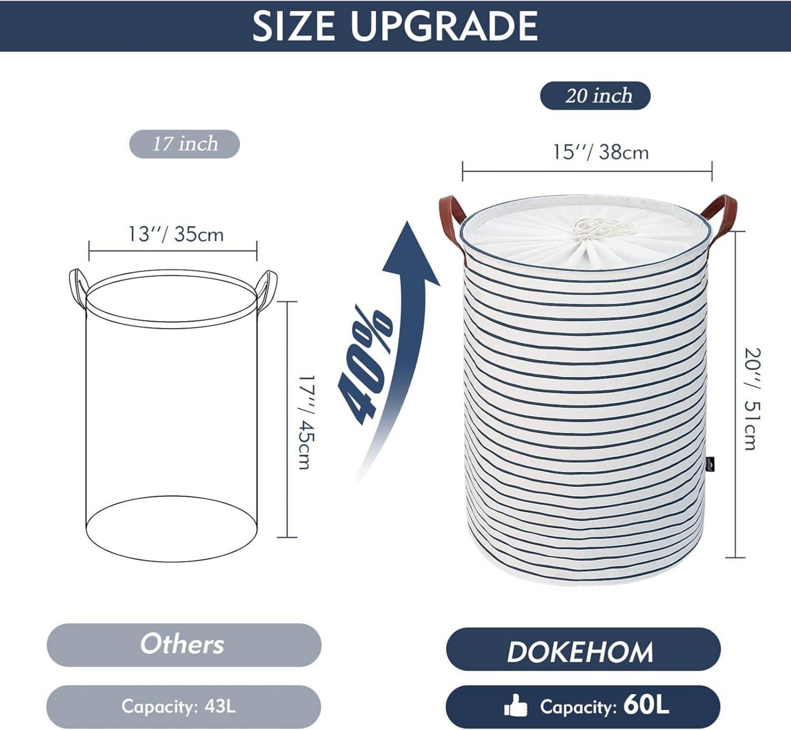 DOKEHOM Verdickte Faltbare Runde Lagerung Wäschekorb Blau 20-Inches