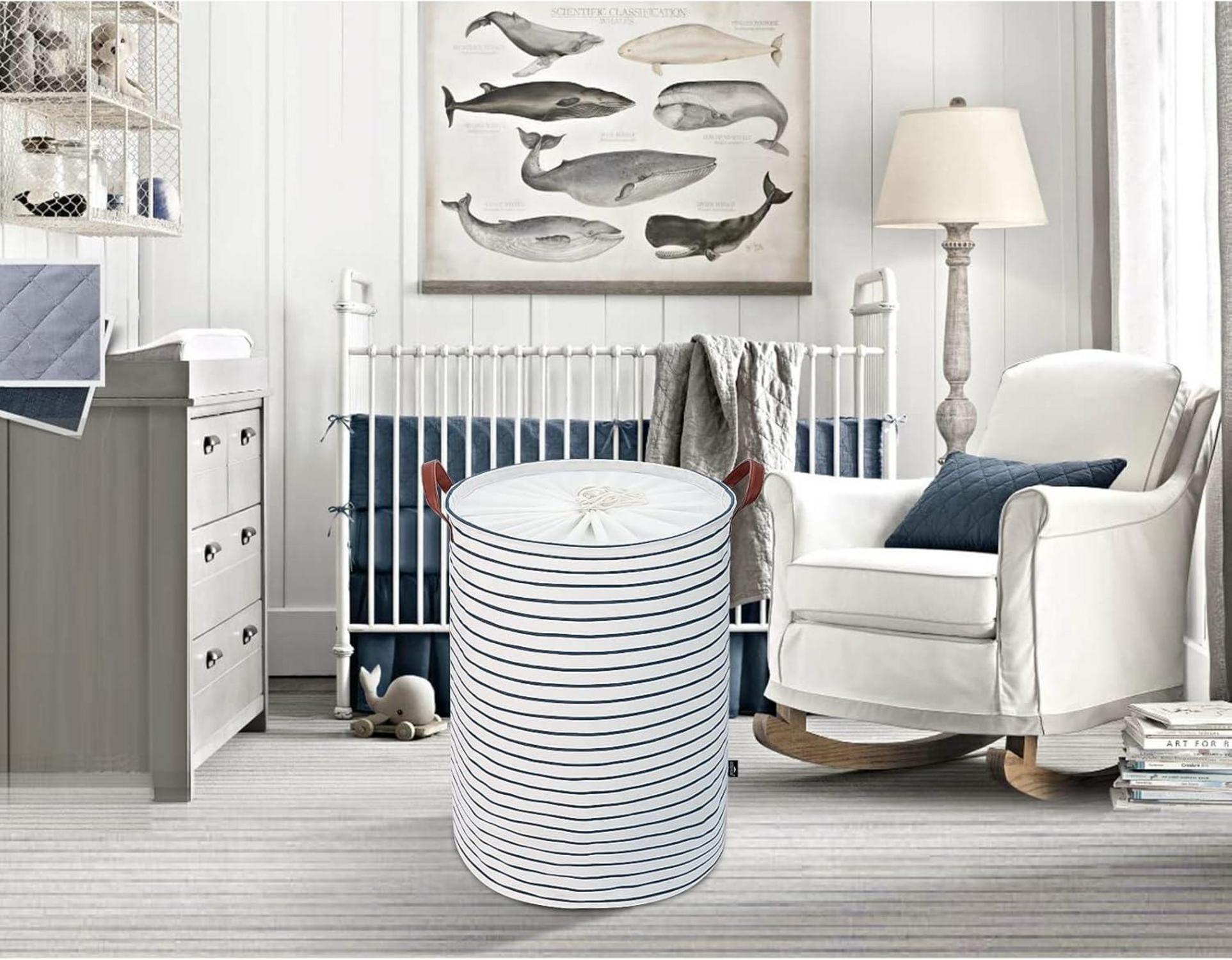 DOKEHOM 20-Inches Verdickte Faltbare Wäschekörbe Blau Large