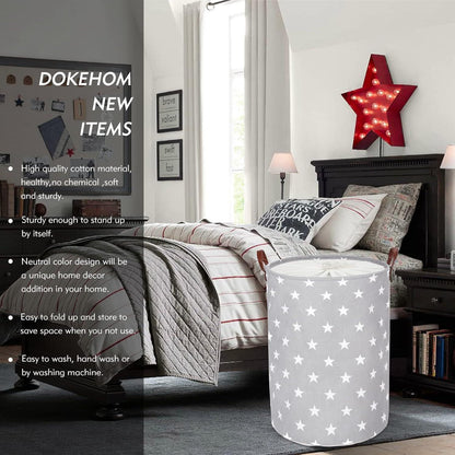 DOKEHOM 20-Inch Verdickte Faltbare Runde Lagerung Wäschekorb