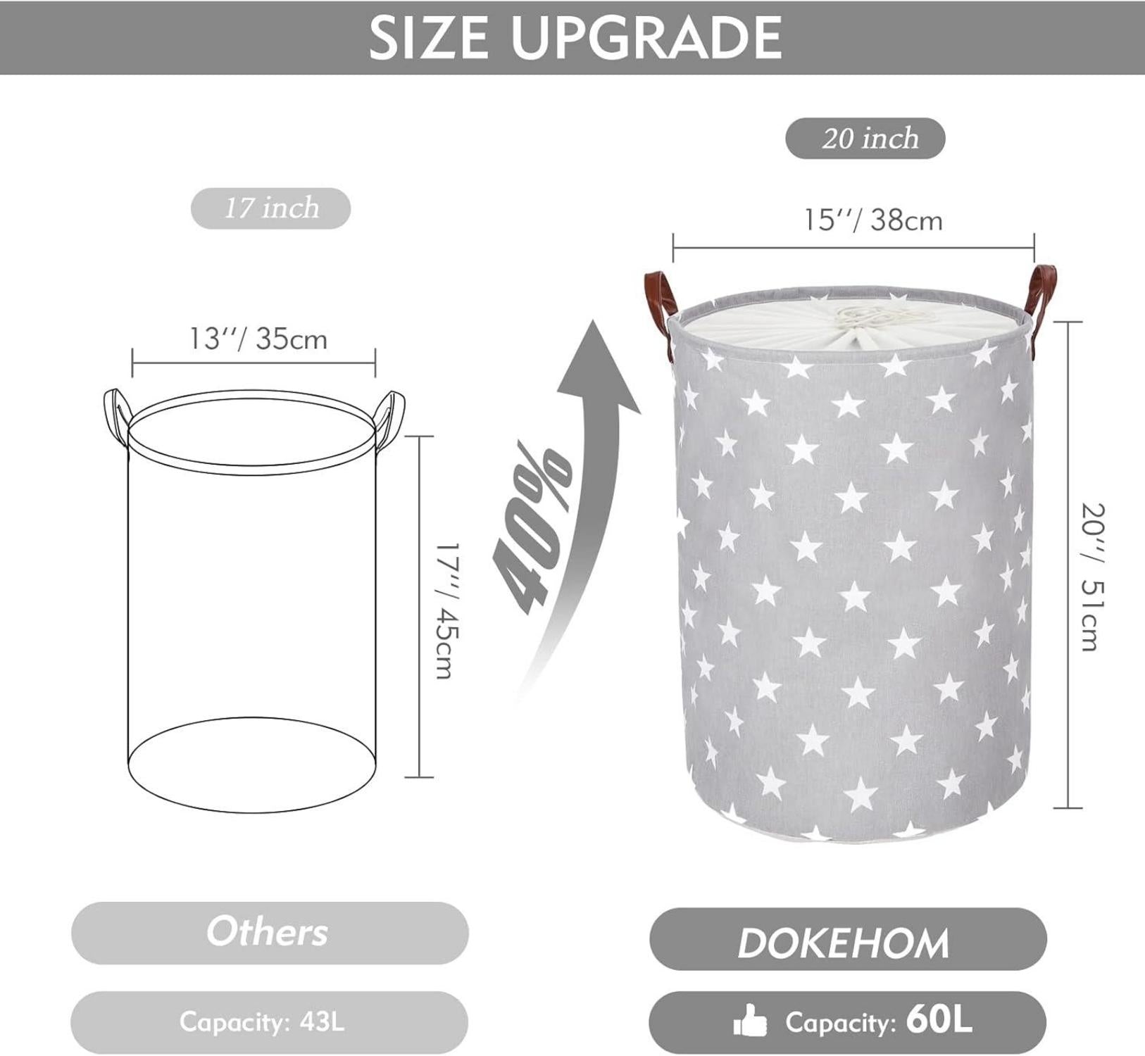 Größe L Baumwolle Wäschekorb Grau Rund inkl. PE Beschichtung