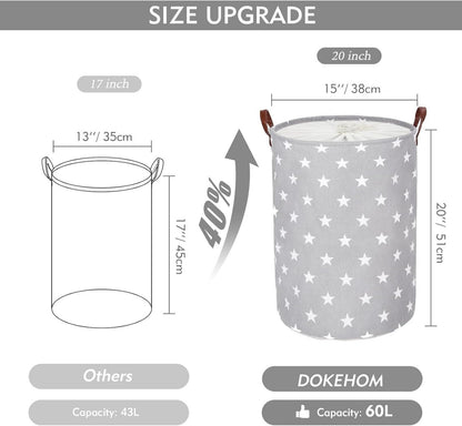 Größe L Baumwolle Wäschekorb Grau Rund inkl. PE Beschichtung