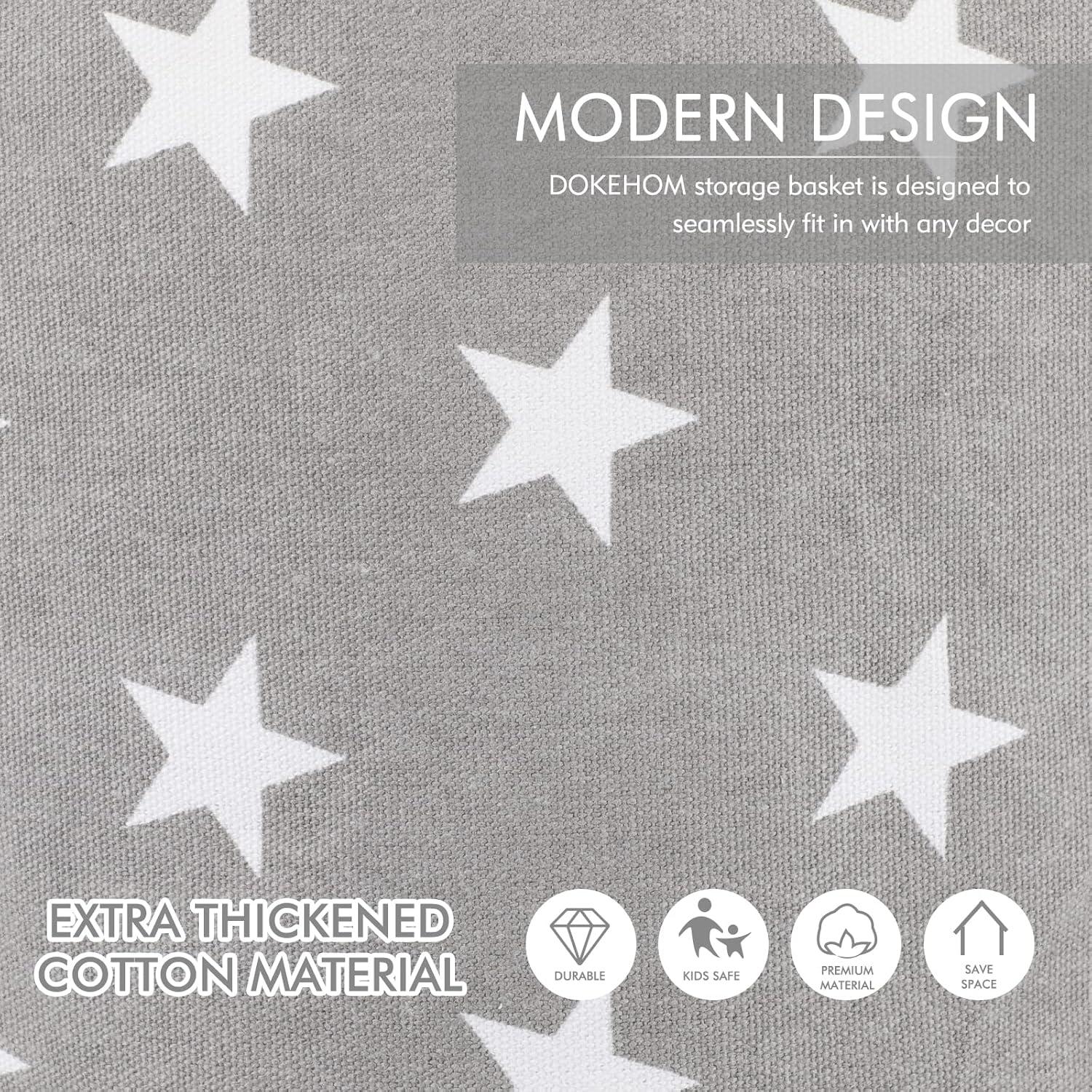 DOKEHOM 20-Inches Verdickte Faltbare Runde Wäschekorb Grau Star D-Large