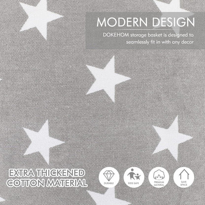 DOKEHOM 20-Inches Verdickte Faltbare Runde Wäschekorb Grau Star D-Large