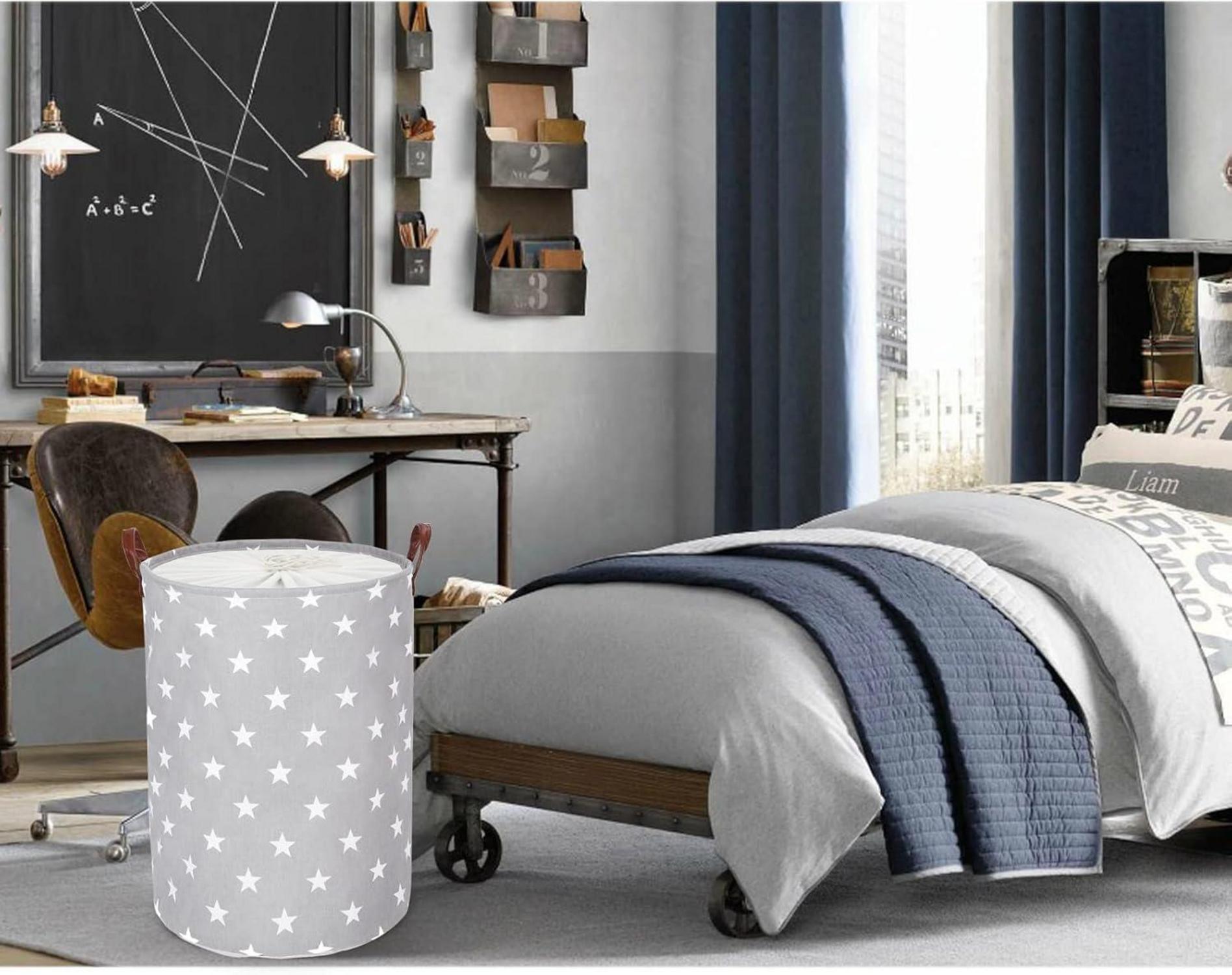 DOKEHOM 20-Inches Verdickte Faltbare Runde Wäschekorb Grau Star D-Large