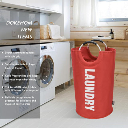 DOKEHOM 125L Großer Faltbarer Wäschekorb in Rot XL