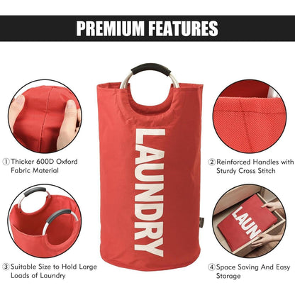 DOKEHOM 125L Großer Faltbarer Wäschekorb in Rot XL
