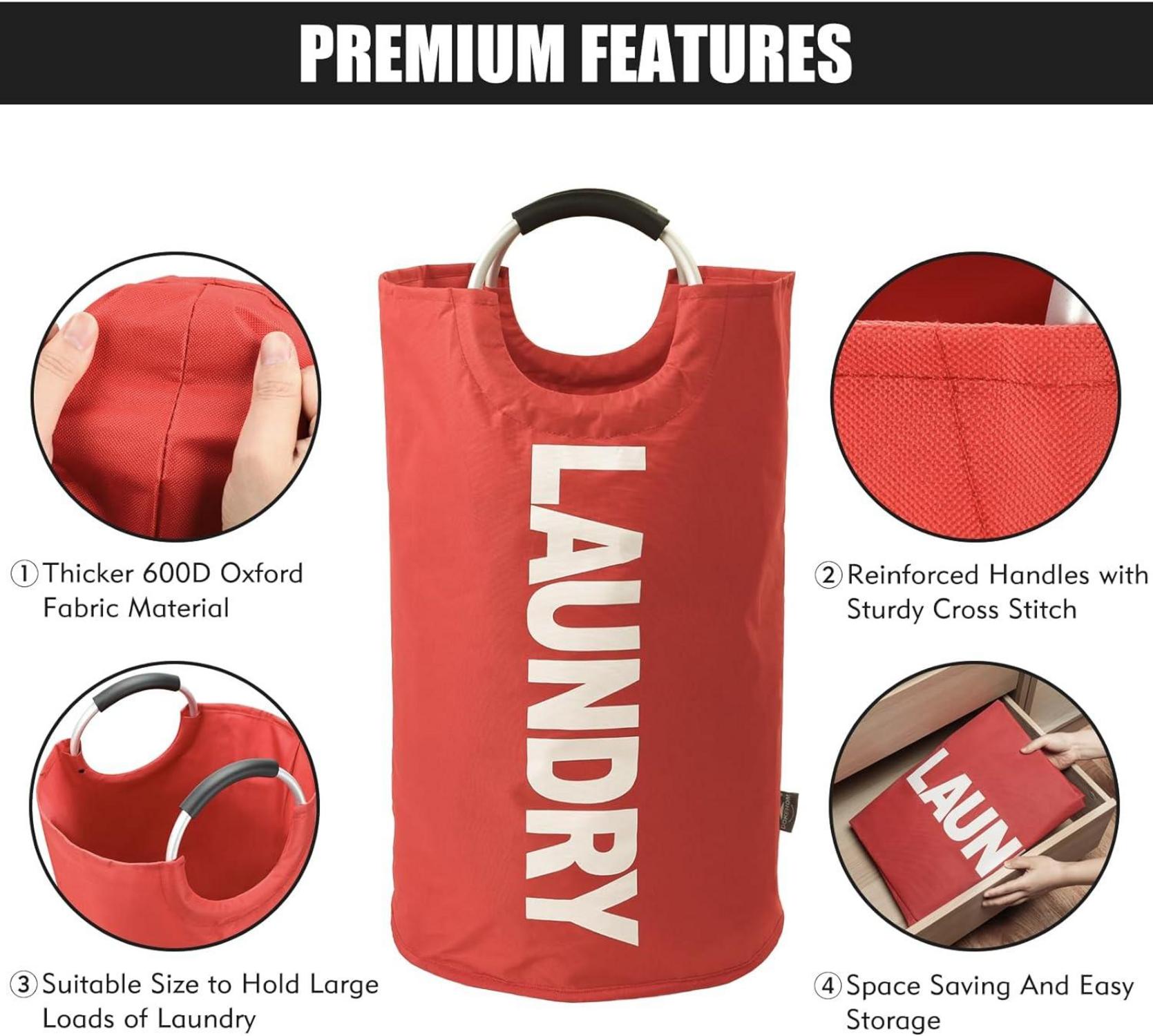 DOKEHOM 125L Faltbarer Wäschekorb 7 Farben XL Kapazität 2-lagiges Oxford-Gewebe