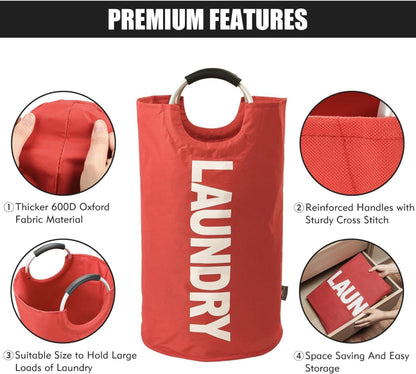 DOKEHOM 125L Faltbarer Wäschekorb 7 Farben XL Kapazität 2-lagiges Oxford-Gewebe