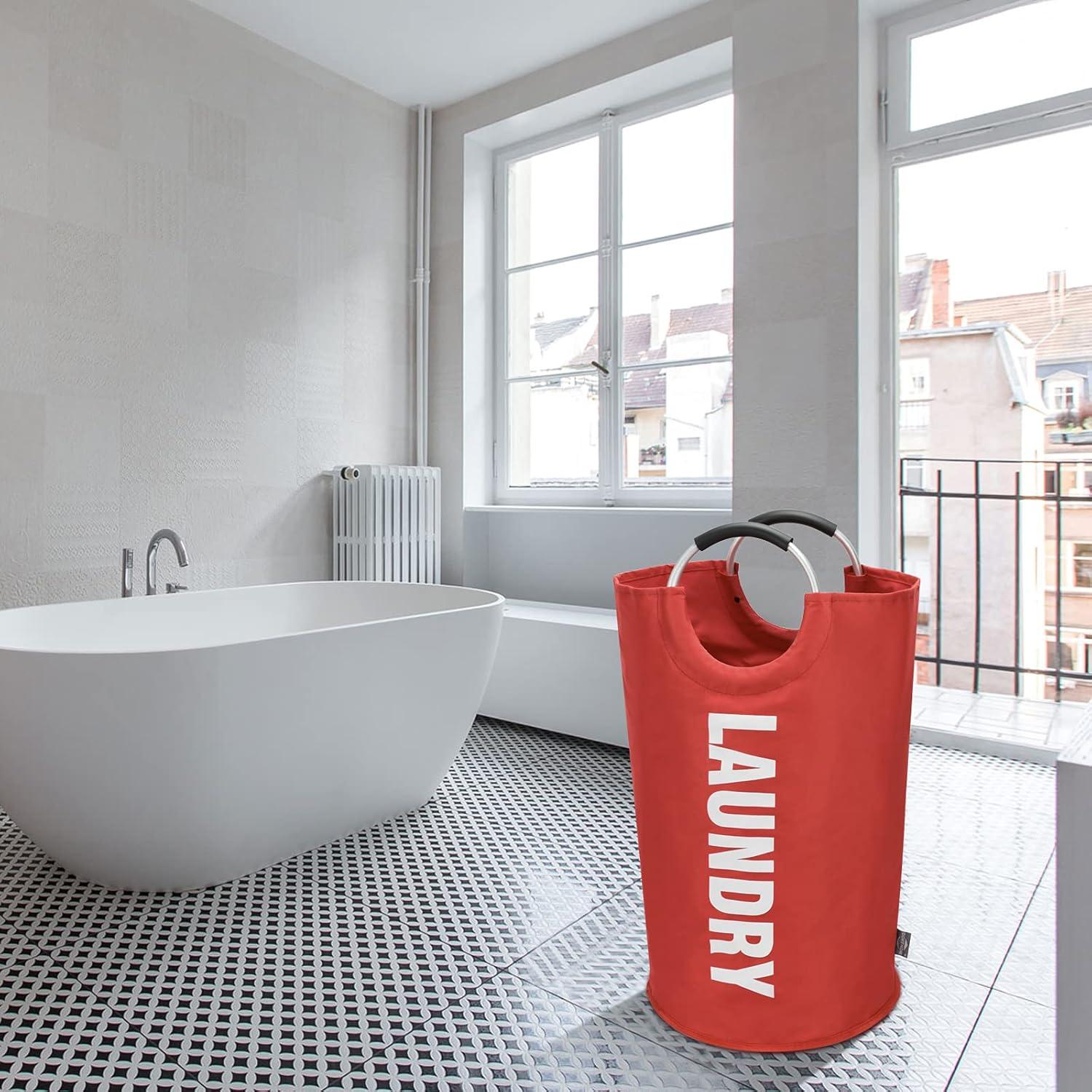 DOKEHOM 125L Großer Faltbarer Wäschekorb in Rot