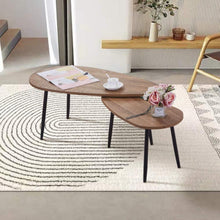 Runder Holz Couchtisch 2er Set Beistelltisch Wohnzimmer Braun