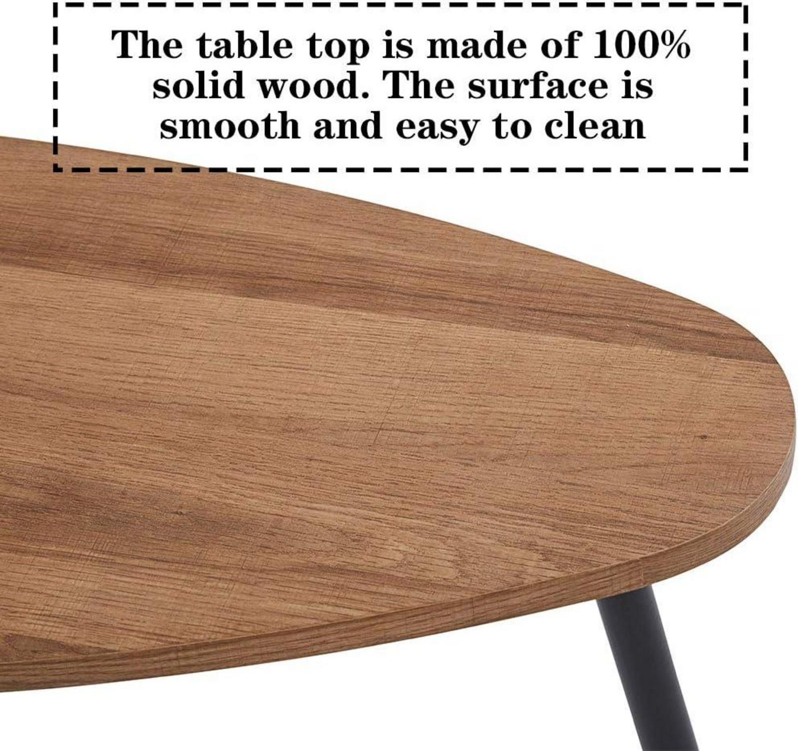 GOLDFAN 2er Set Couchtisch Rund Holz Moderner Beistelltisch Wohnzimmer oval braun