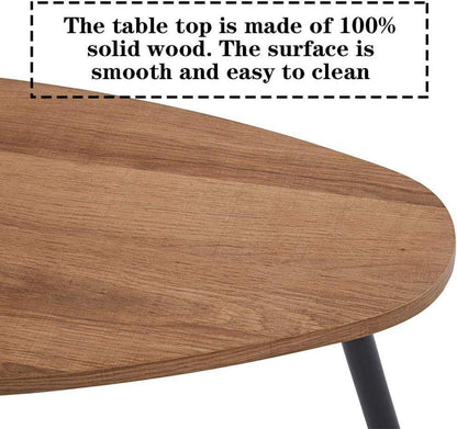 GOLDFAN 2er Set Couchtisch Rund Holz Moderner Beistelltisch Wohnzimmer oval braun