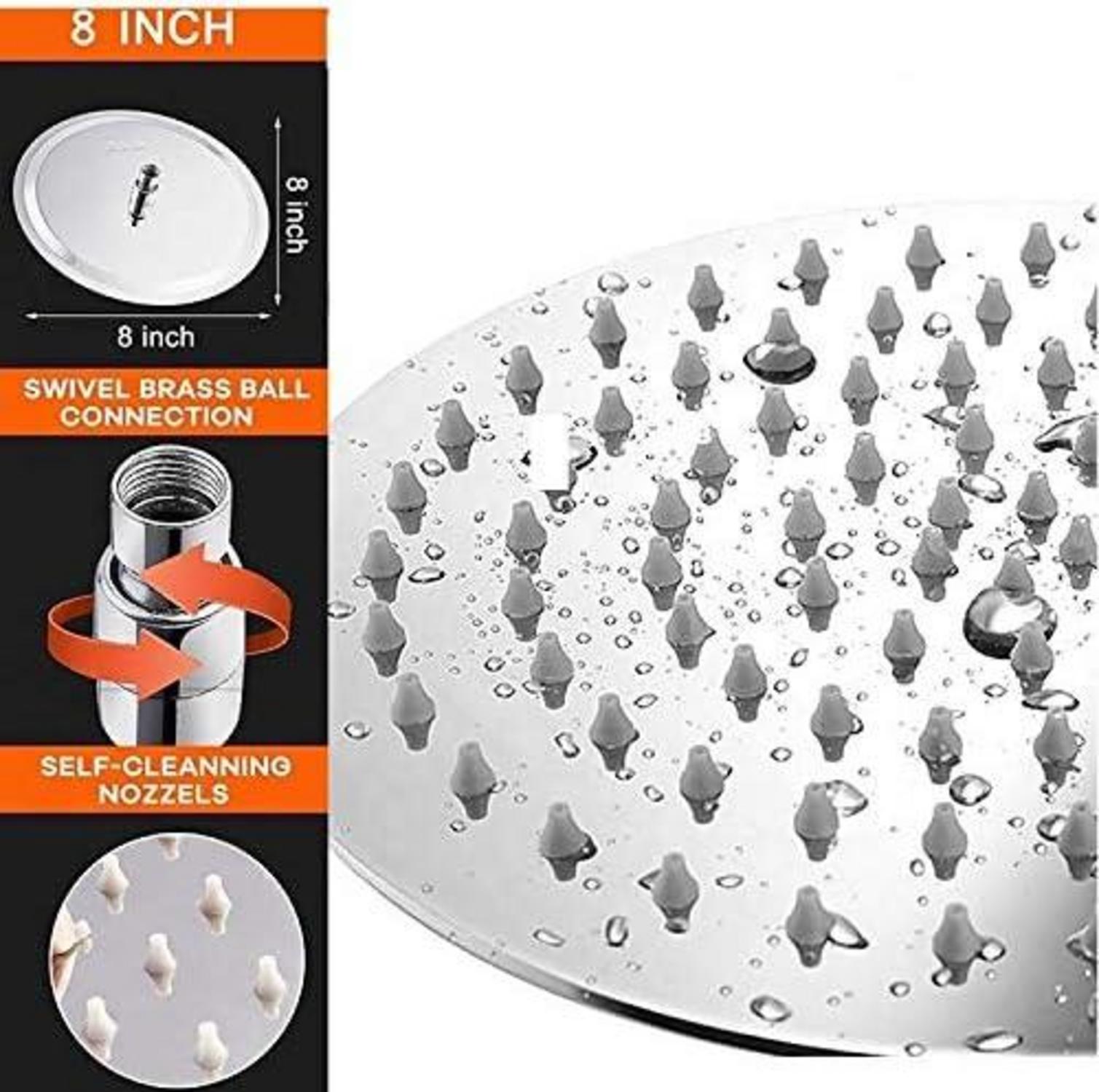 Edelstahl Regendusche Duschkopf 8 Zoll Anti-Kalk Rund AISI304