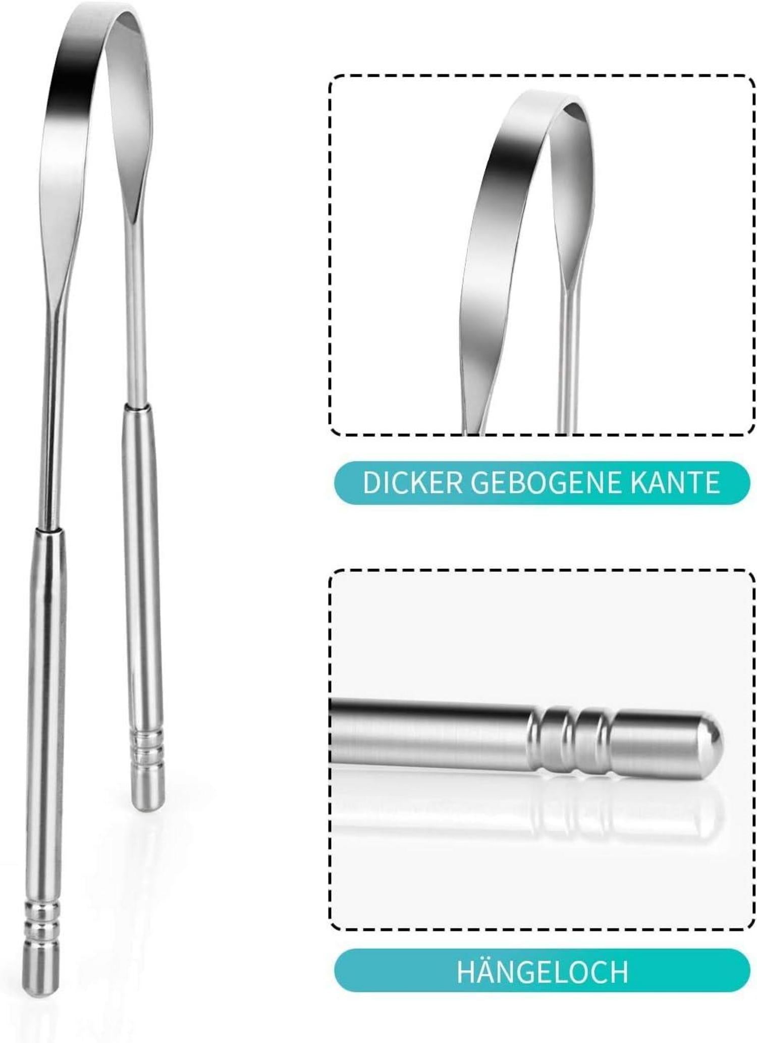 Zungenschaber Edelstahl 3er Set Silber Mundpflege Zungenreiniger