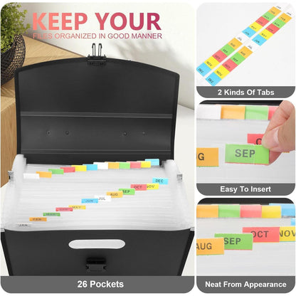 Uquelic Datei Organizer A4 Taschen 26 Fächer Akkordeon